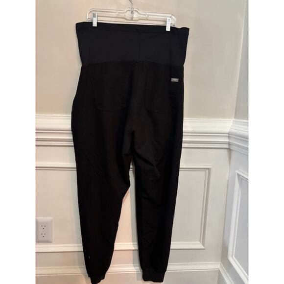 FIGS Maternity Scrubs Jogger Pants Bottoms Full Panel Black Large Stretch - Picture 2 of 7